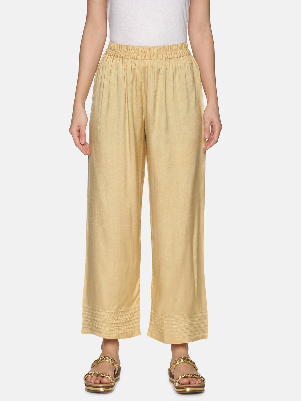 Beige Hem Design Ethnic Palazzo