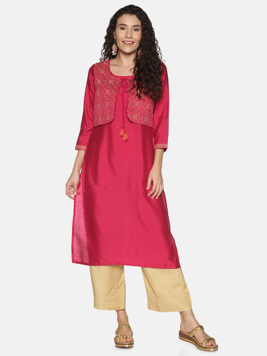 Beige Hem Design Ethnic Palazzo