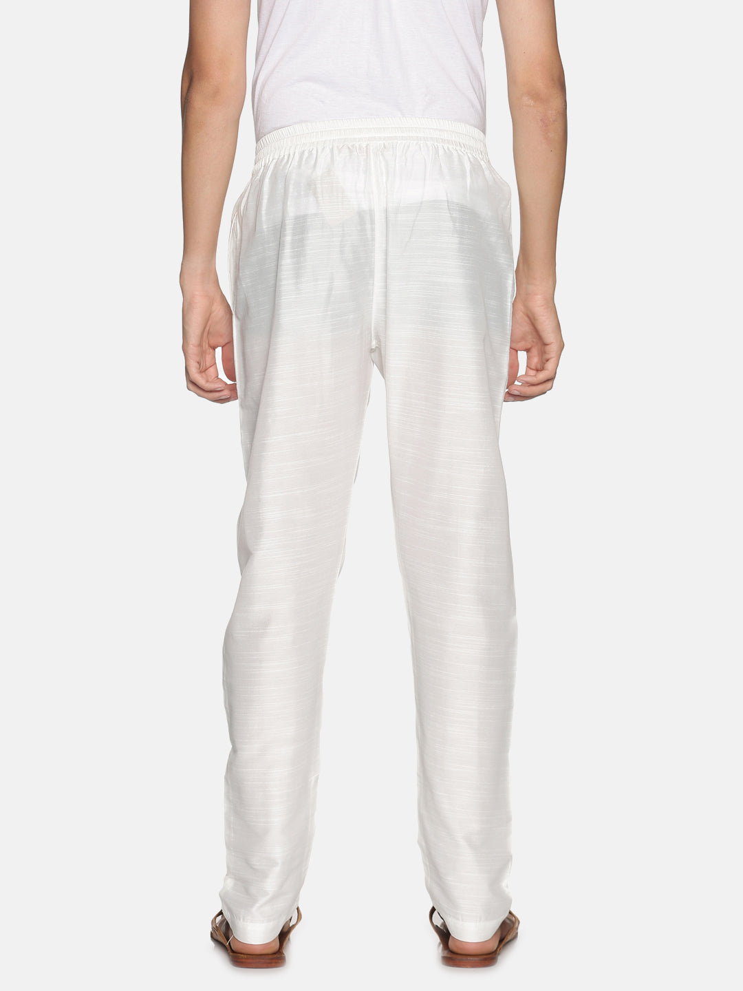 Pack of 2 White & Gold Art Silk Trousers with Drawstring