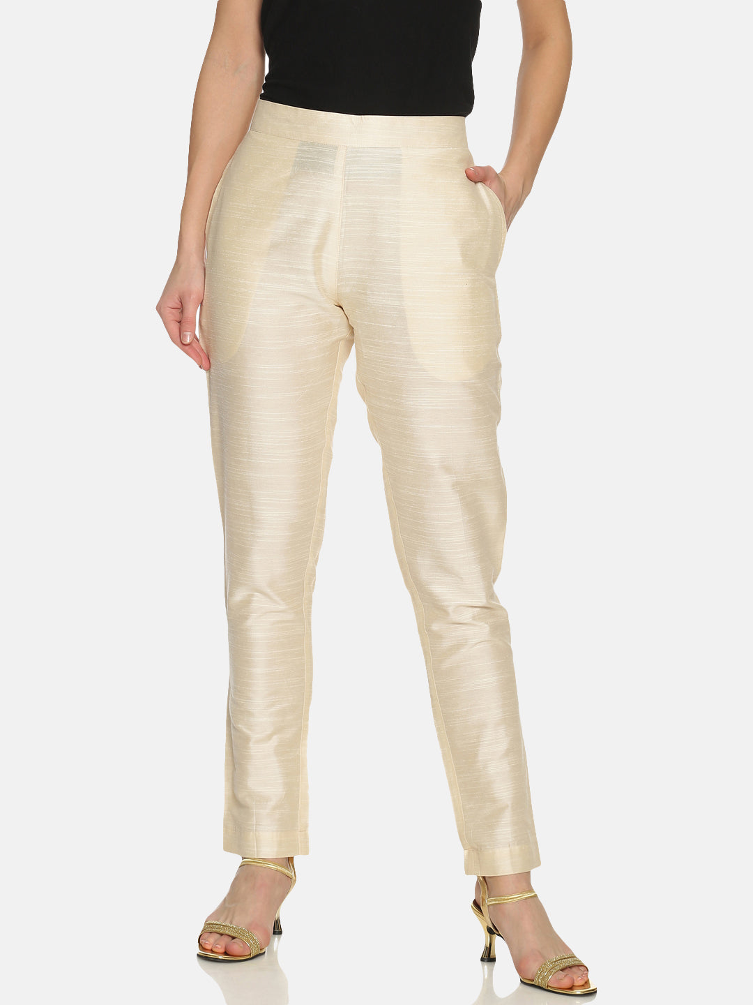 Fabcoast Women Cream Trousers Pants cotton formal with adjustable waist  buttons and 2 side pockets at Rs 469/piece in Ajmer