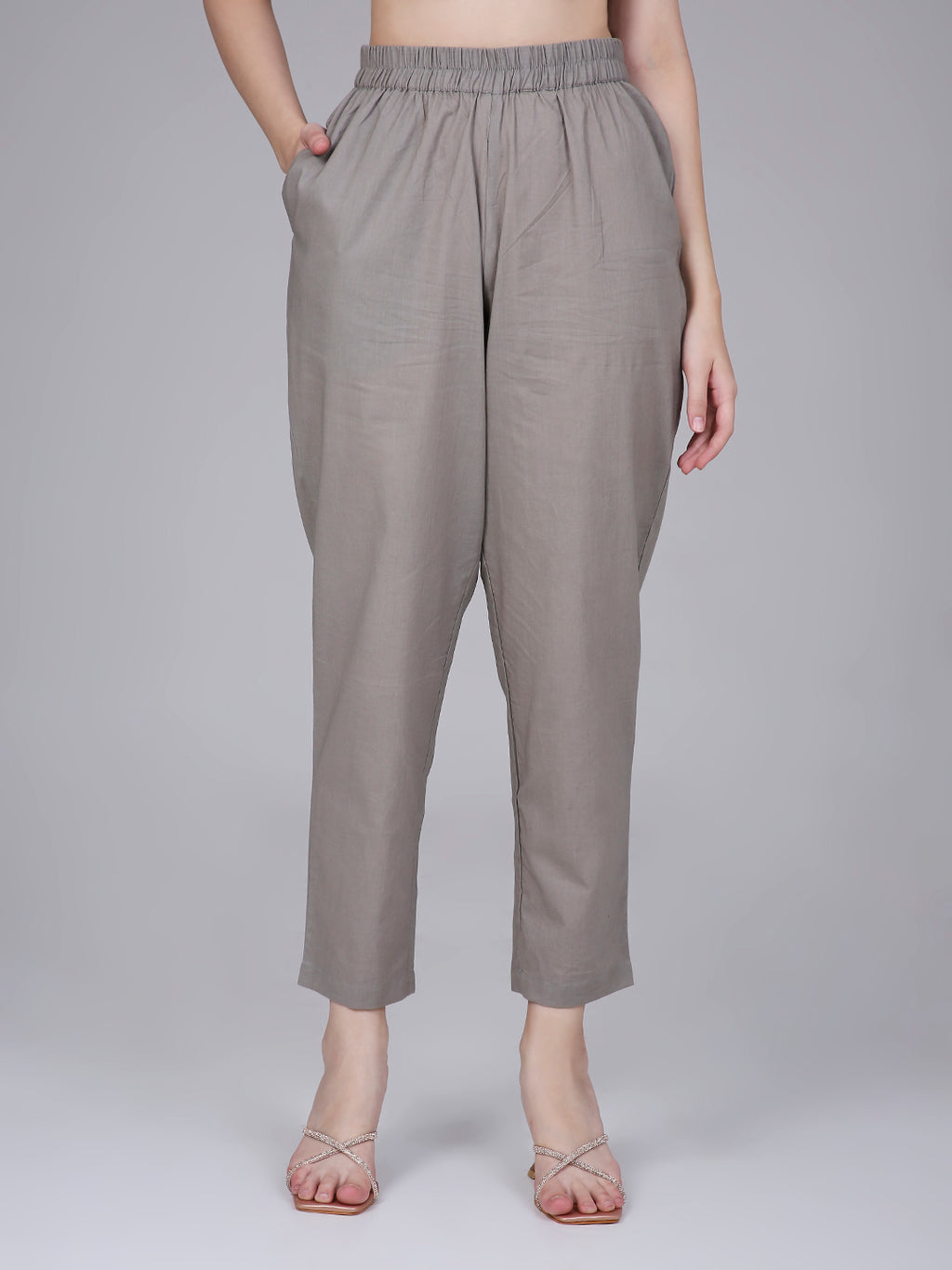 Ash Cotton Straight Fit Slip-on Trouser