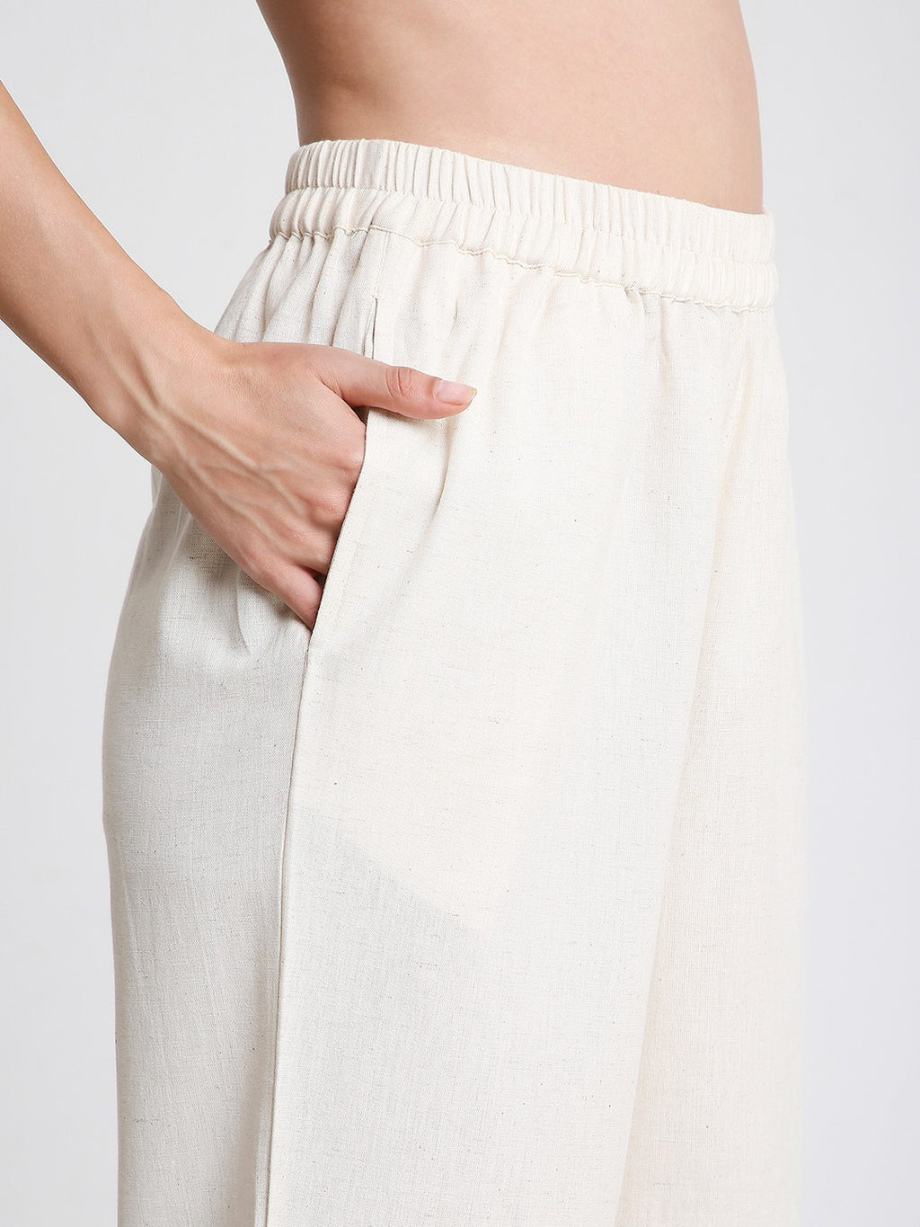 Natural Cotton Palazzo with Lace