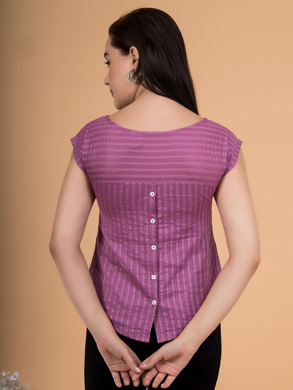 Passion Pink Tonal Dobby Striped Top