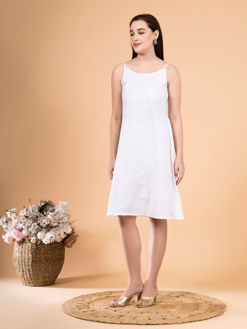 White Poly Cotton Dress Slip
