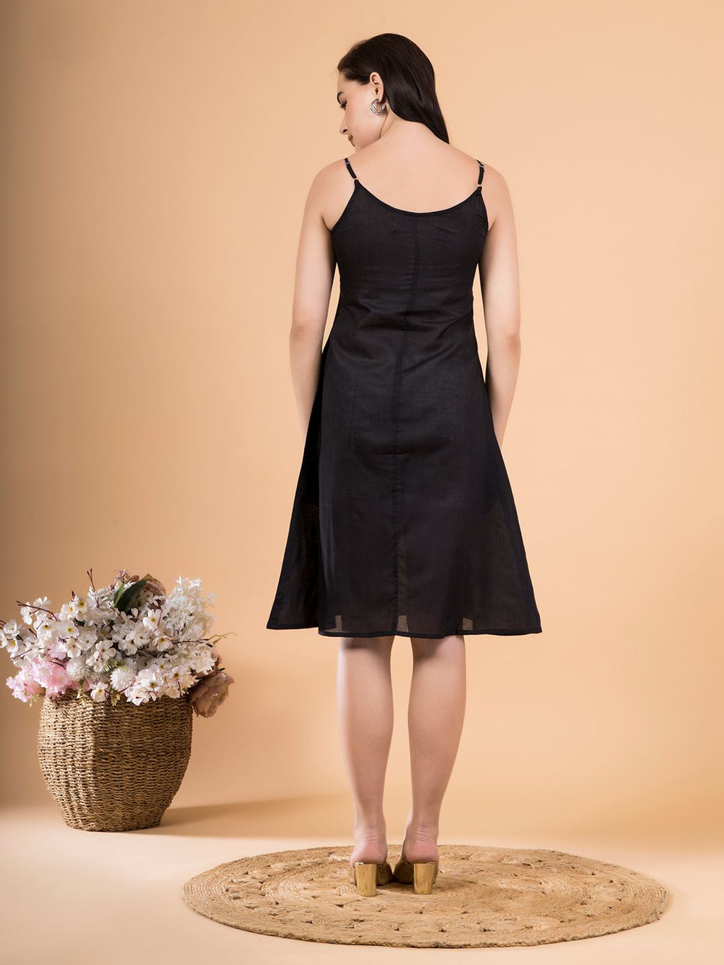 Black Poly Cotton Dress Slip