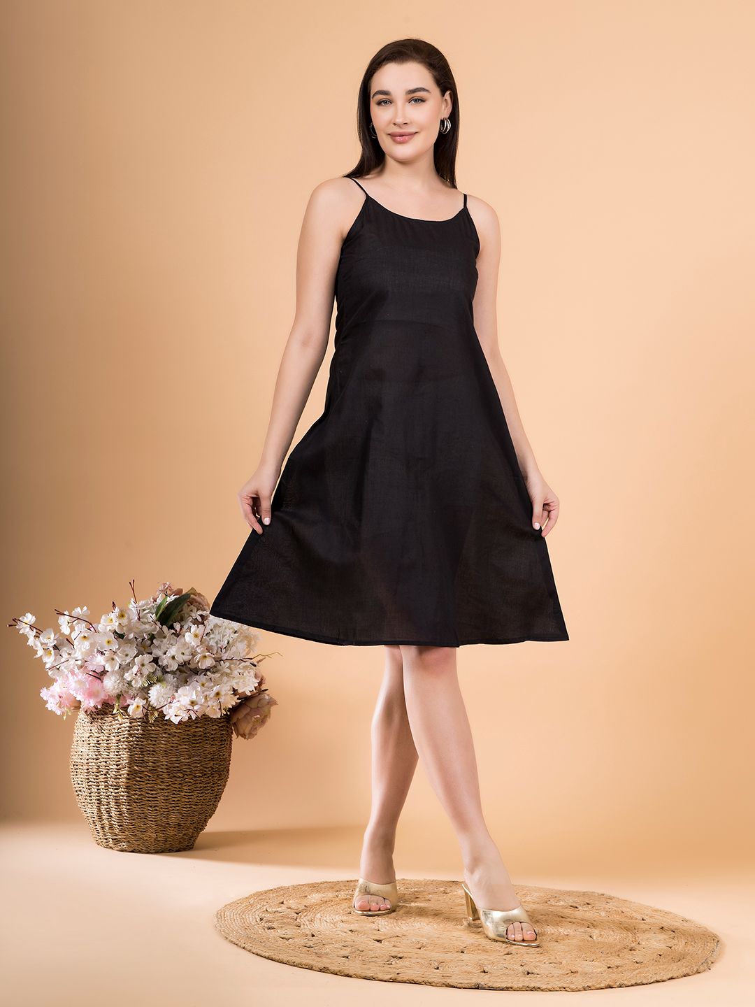 Black Poly Cotton Dress Slip