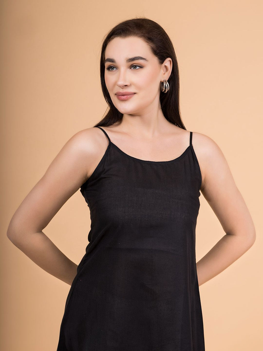 Black Poly Cotton Dress Slip
