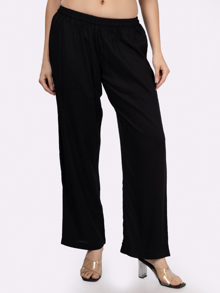 Black Rayon Slub Embroidered Yoke Kurta Set