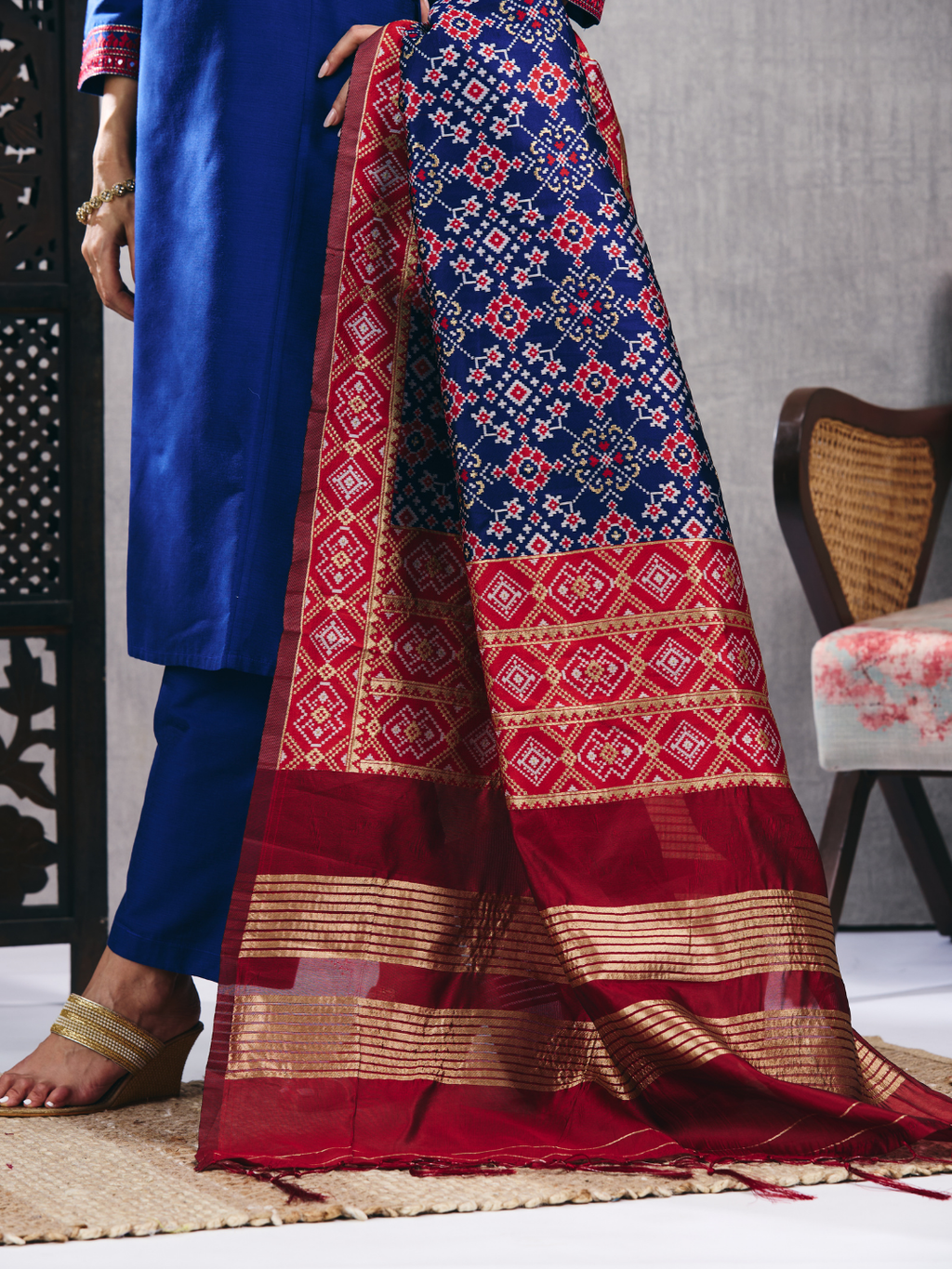 Blue Banarasi Patola Art Silk Dupatta