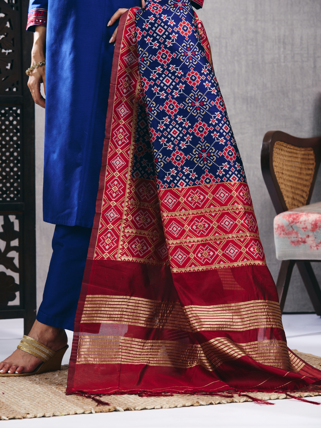 Blue Banarasi Patola Art Silk Dupatta