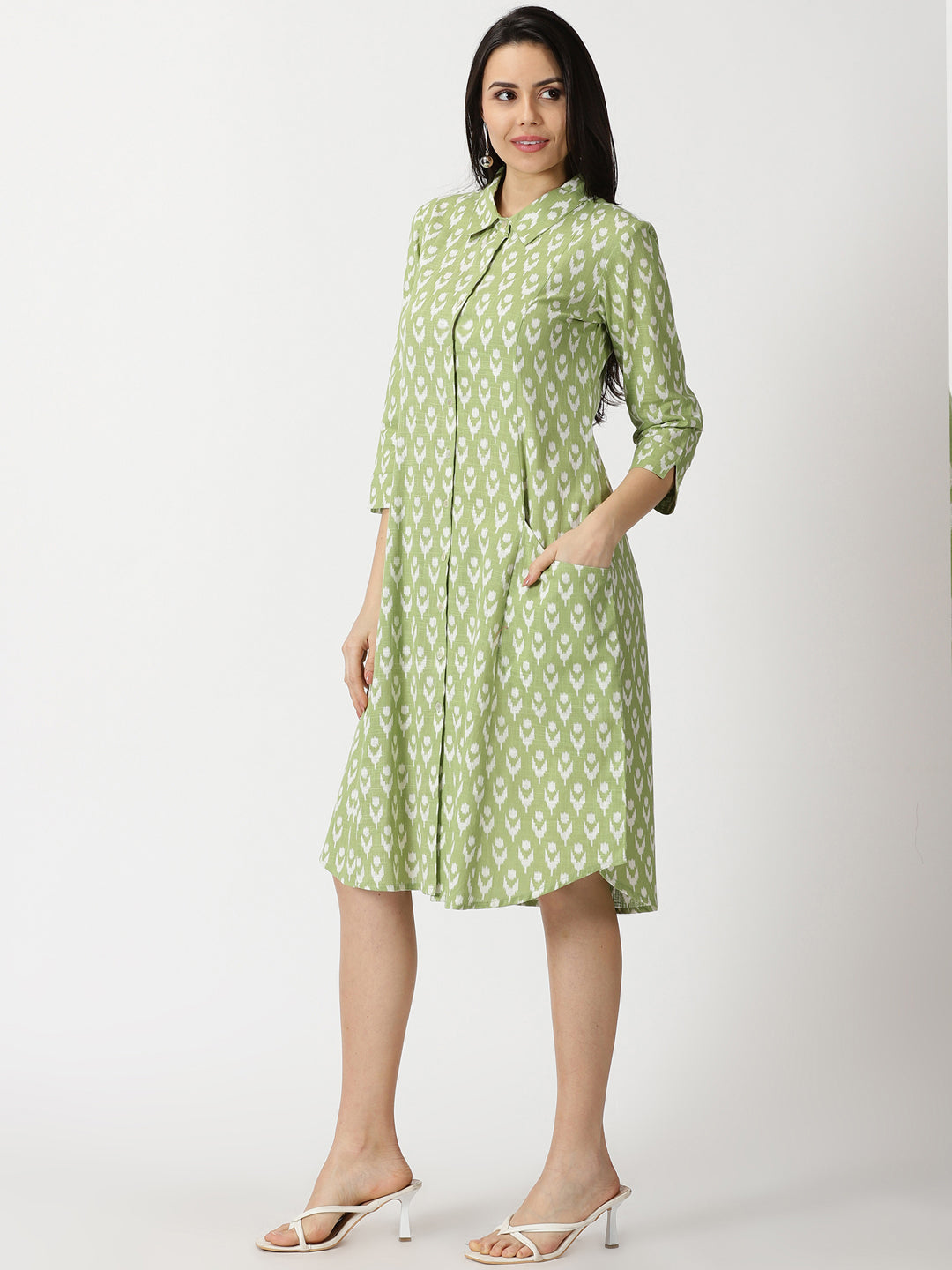 Multi Colour Ikat Print Wrap Poplin Midi Dress - Buy Online in India @ Mehar