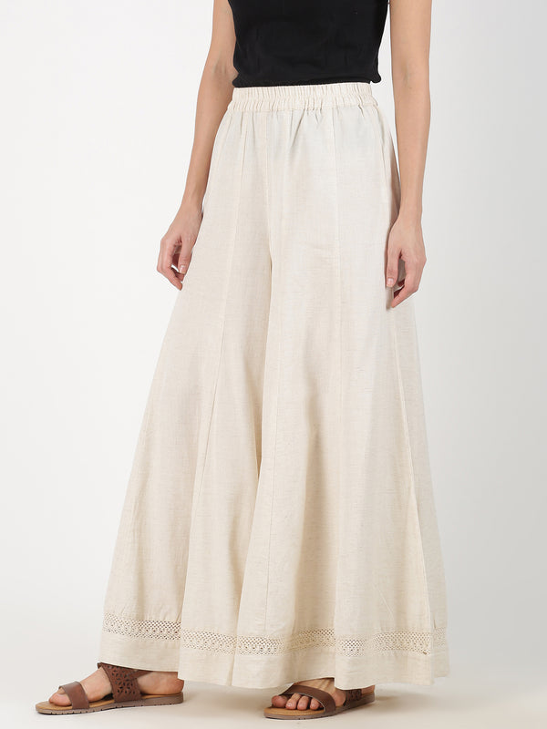 Wide Leg Full Length Summer Cotton Pants in Cool Ivory | Off-White |  Split-Skirts-Pants, Misses, Vacation, Beach, Solid, Bohemian