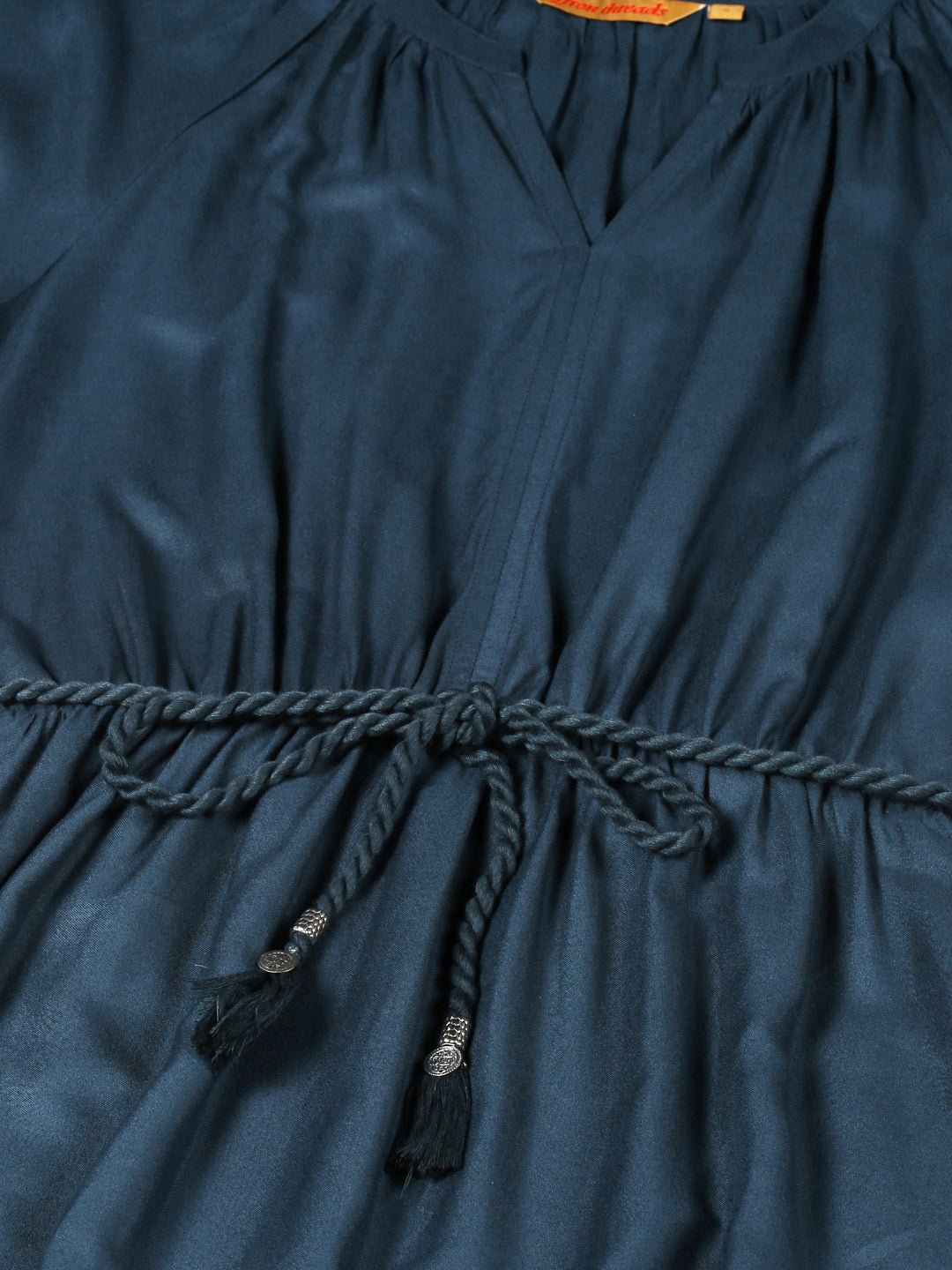 Teal Boho Tiered Midi Dress with Hand-Braided Waist Belt