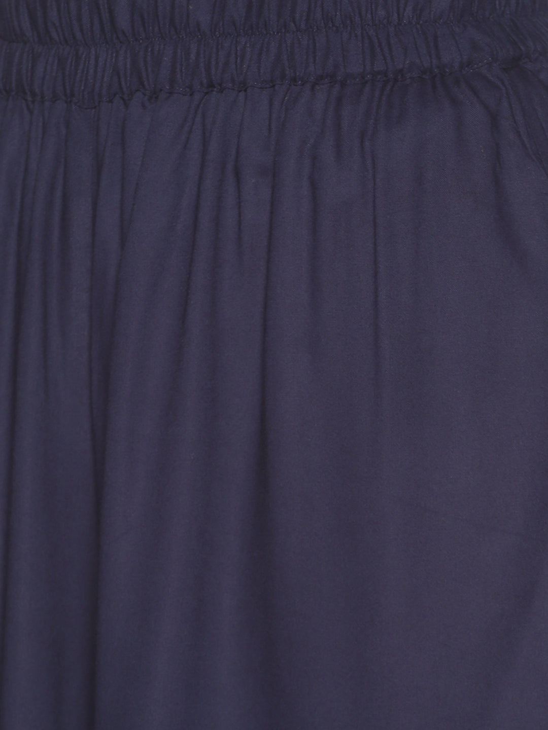 Navy Blue Rayon Straight Palazzo With Embriodery On Hem