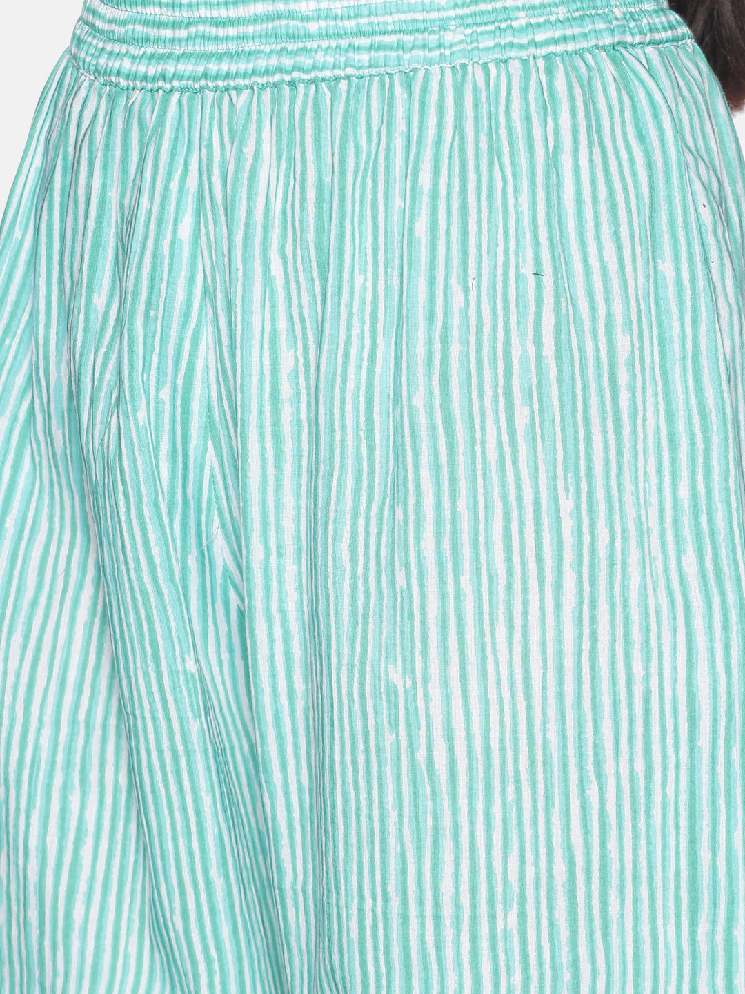 Turquoise blue Striped Printed Cotton Narrow Palazzo