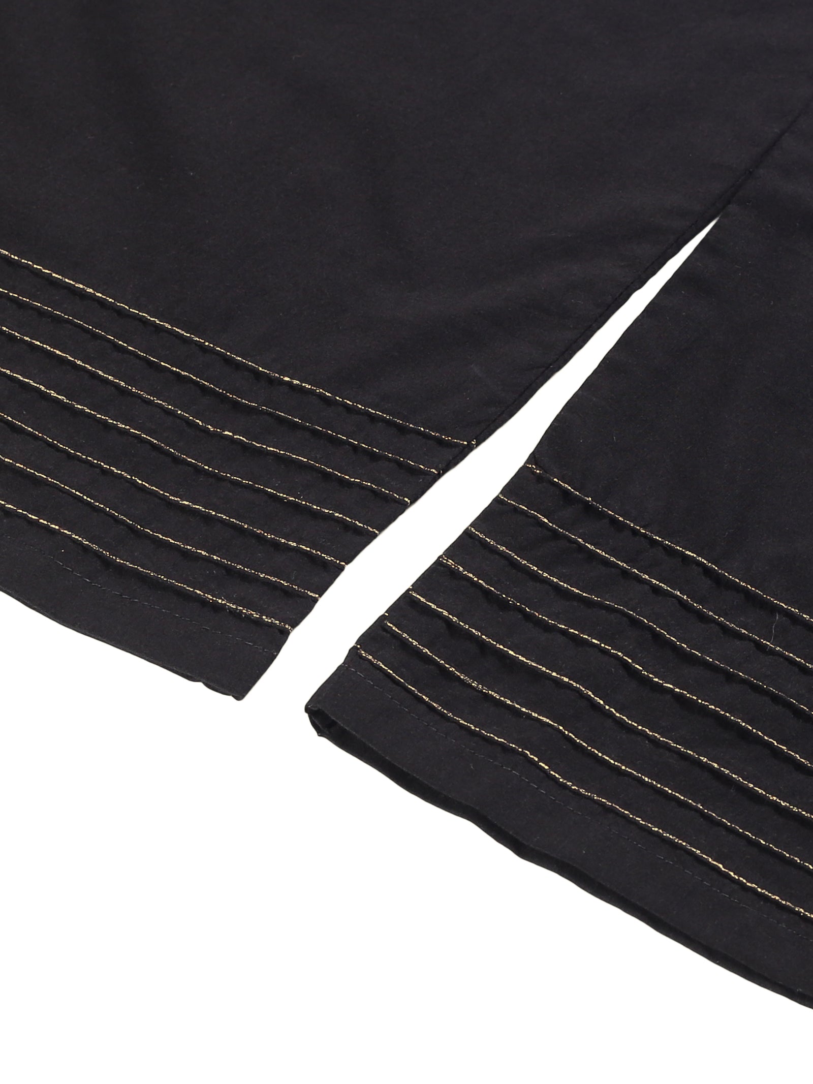 Black Cotton Wide Leg Palazzos with Pintuck On Hem