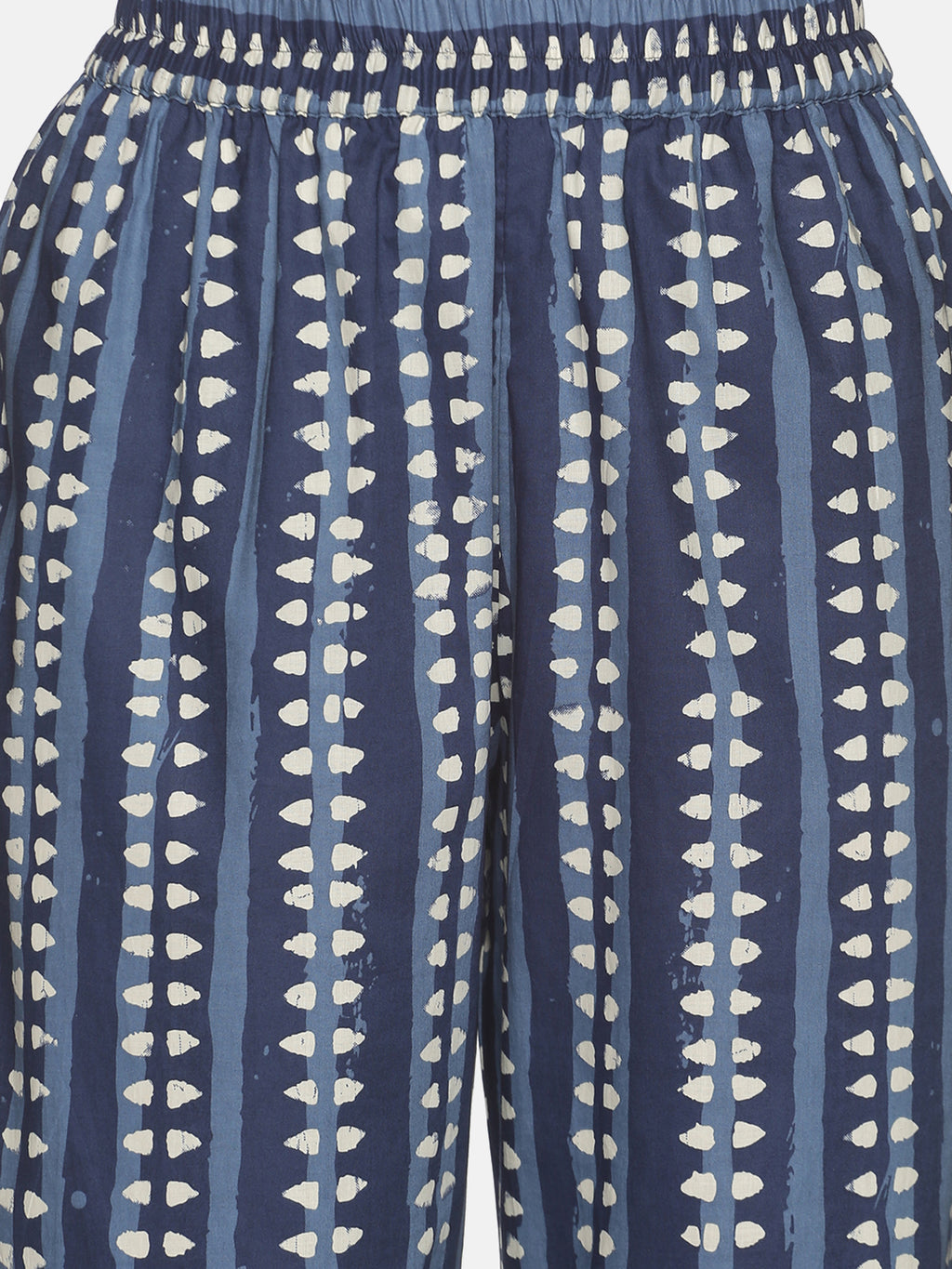 Blue Dhabu Printed Wide Leg Palazzo